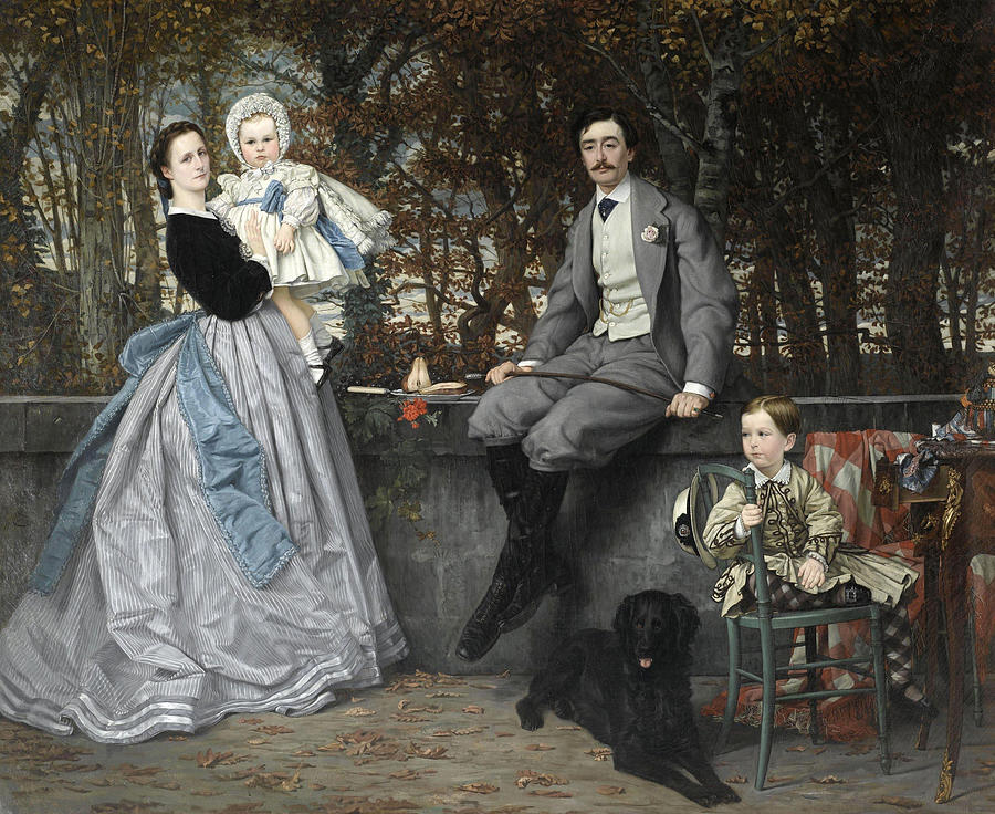 Portrait Painting - Portrait of the Marquis and Marchioness of Miramon and their children  #1 by James Tissot
