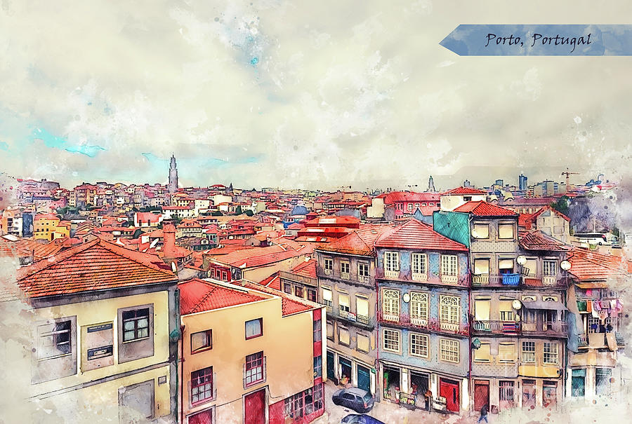 Portugal sketch #1 Digital Art by Ariadna De Raadt