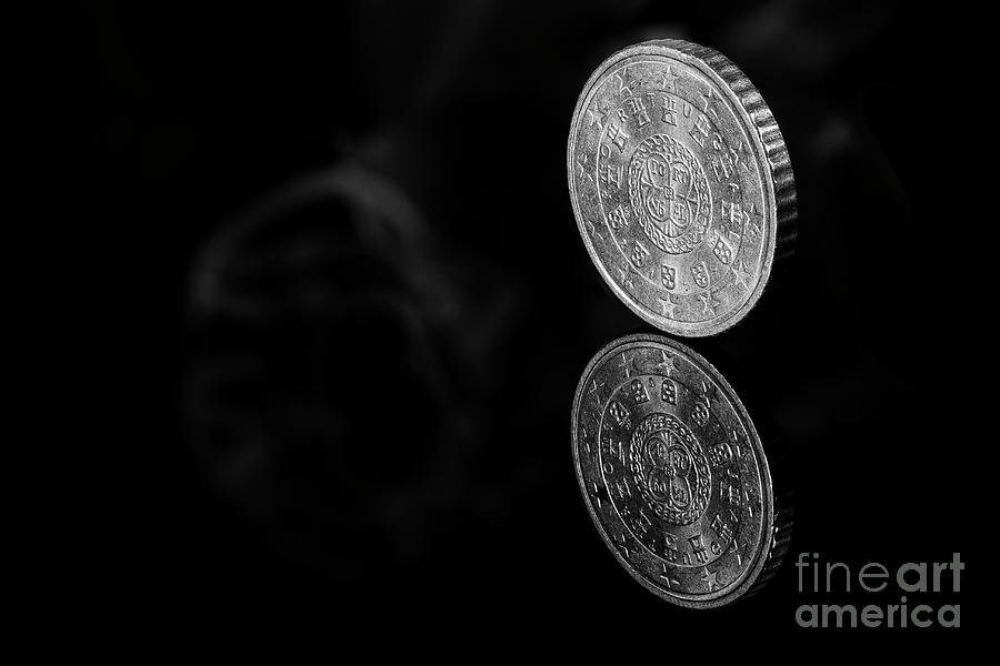 Portuguese Half Euro Coin 50 Cents with Flag Reflection Background Macro #1 Photograph by Pablo Avanzini