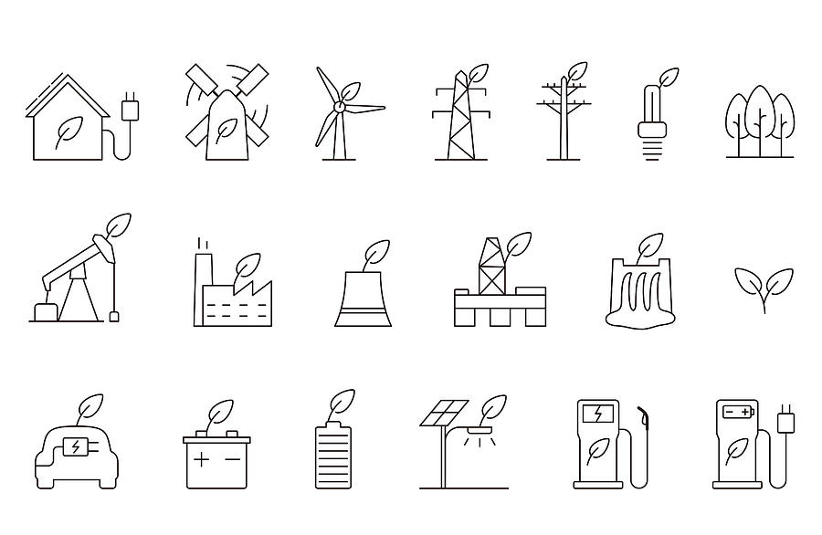 Power Energy Icon Set, Vector Illustration #1 Drawing by Hakule