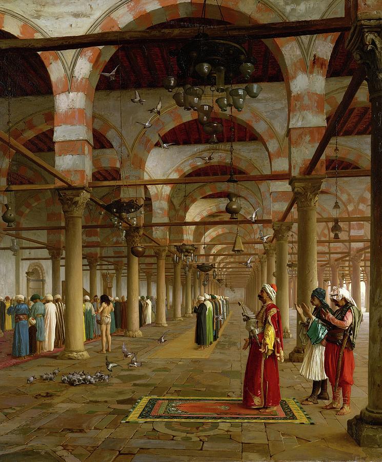 Prayer in the Mosque 1871 #1 Painting by Jean Leon Gerome