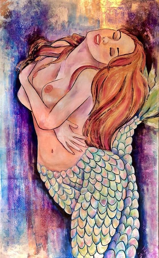 Mermaid Painting - Precious Metals, Siren of the Sea #1 by Debi Starr