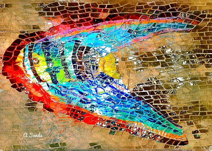 Abstract Mixed Media - Pretty Fishy #1 by Anne Sands