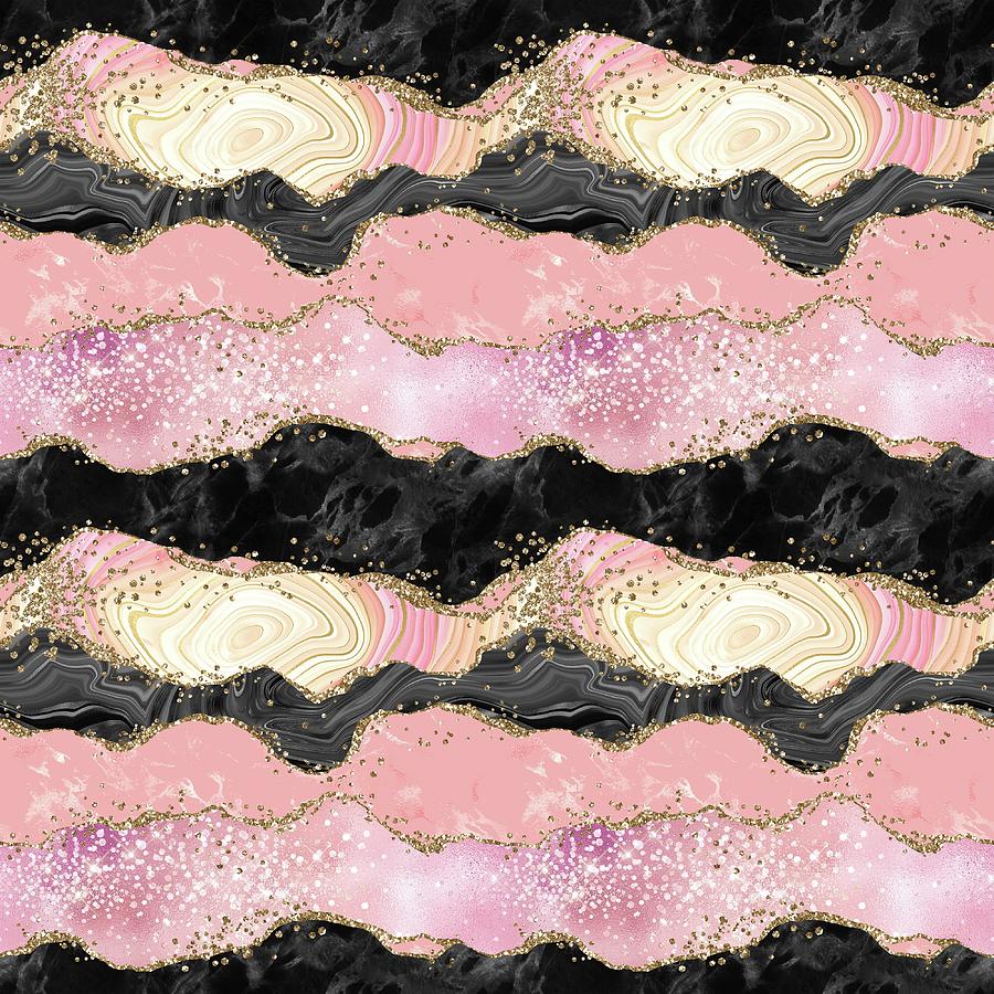 Pretty Pink Rose Gold Glitter Glam Agate Digital Art by Sweet Birdie ...