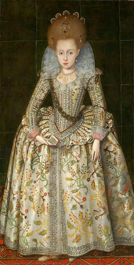Princess Elizabeth, Later Queen of Bohemia #2 Painting by Robert Peake the Elder