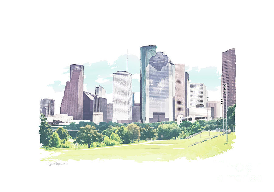 Houston Skyline Digital Art by Jan M Stephenson