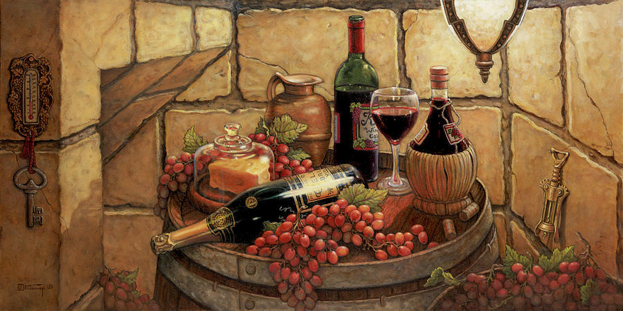 Wine Painting - Private Reserve #1 by Janet Kruskamp