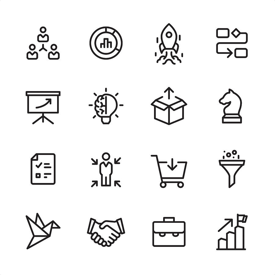 Product Management - outline icon set #1 Drawing by Lushik