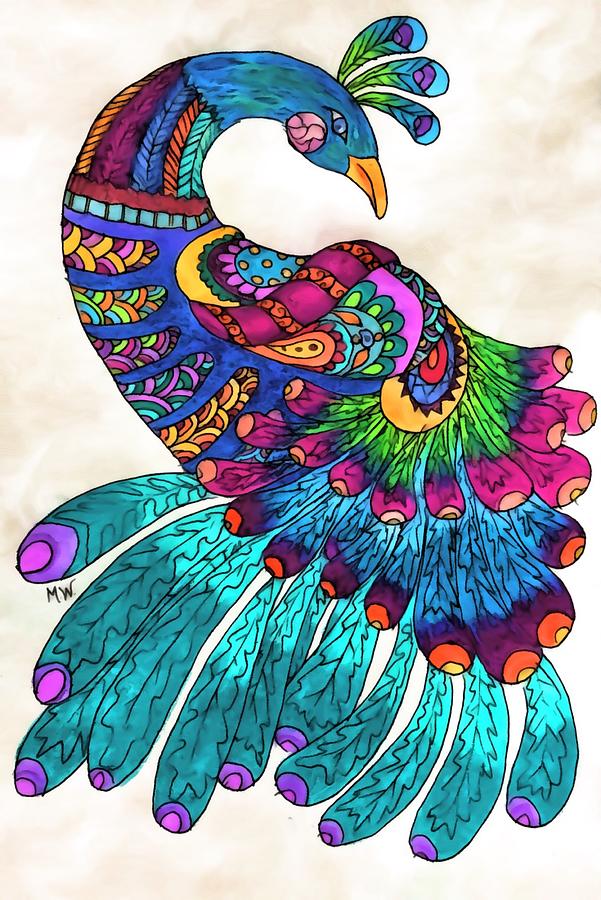 Proud Peacock #2 Mixed Media by Megan Walsh