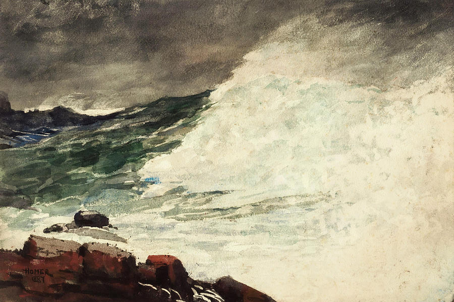 American Artists Painting - Prouts Neck, Breaking Wave #1 by Winslow Homer