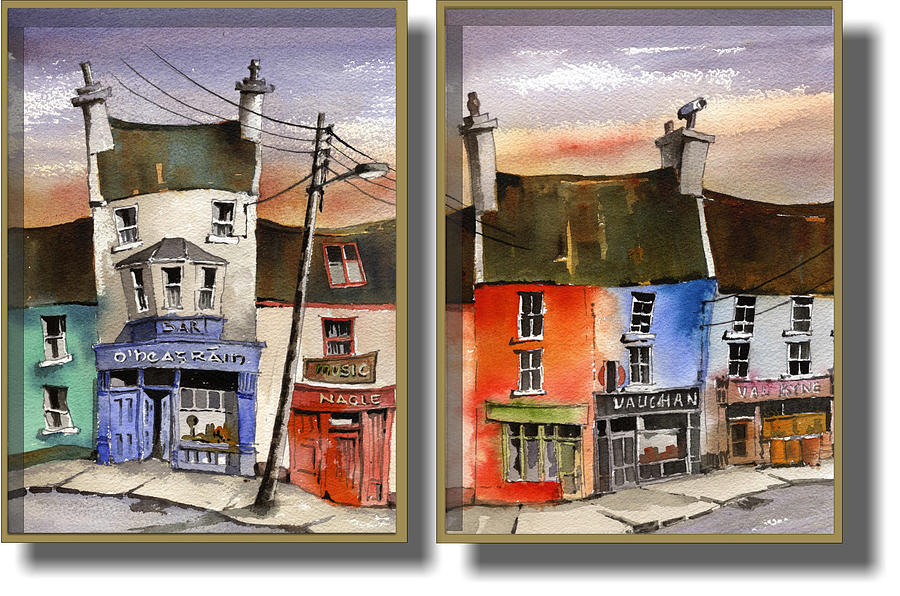  ENNISTYMON  Pubs CLARE Painting by Val Byrne