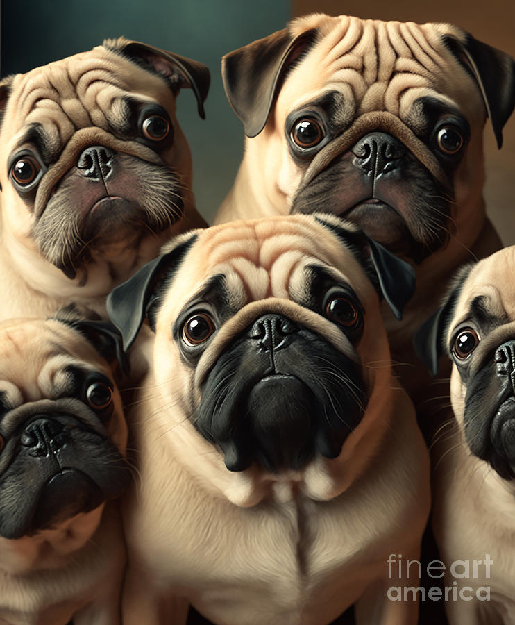 Dog Digital Art - Pug selfie #1 by Sabantha