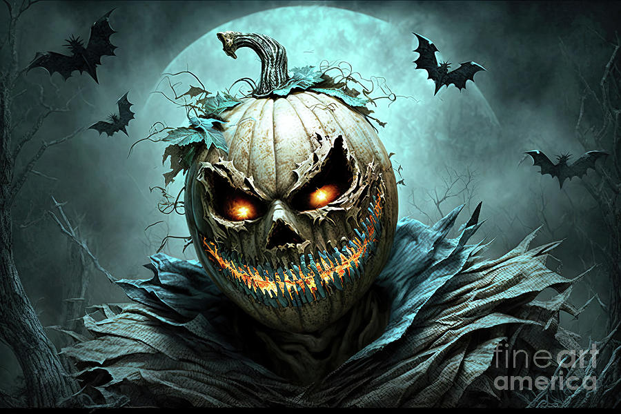 Pumpkin Ghoul Halloween Spooky Scary Pumpkins #1 Digital Art by Vivian Krug Cotton