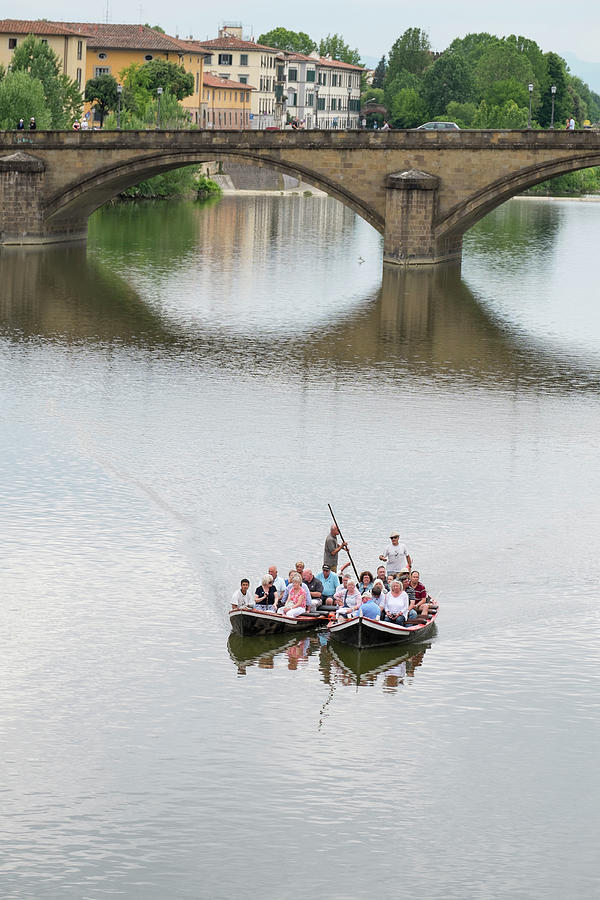 punt boats on the Arno River #1 Photograph by David L Moore