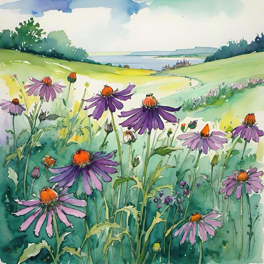 Purple Wildflowers #1 Digital Art by Bonnie Bruno