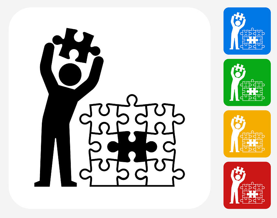 Puzzle Stick Figure Icon Flat Graphic Design #1 Drawing by Bubaone