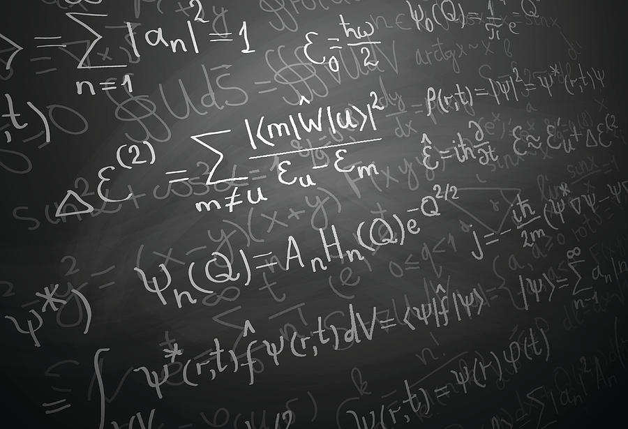 Quantum physics formulas over blackboard #1 Drawing by Traffic_analyzer
