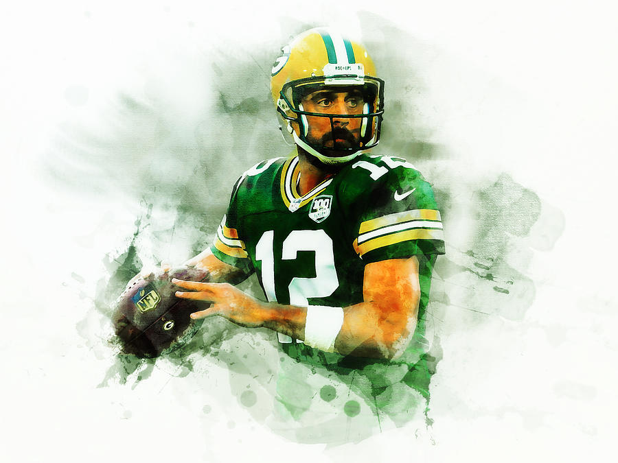 Quarterback Aaron Rodgers  #2 Mixed Media by Brian Reaves