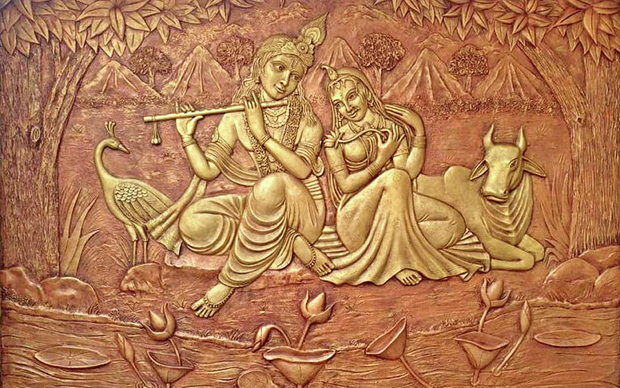 radha krishna wall mural