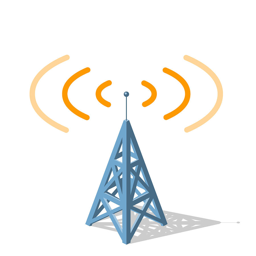 Radio Tower Sending Orange Frequencies #1 Drawing by Anilyanik