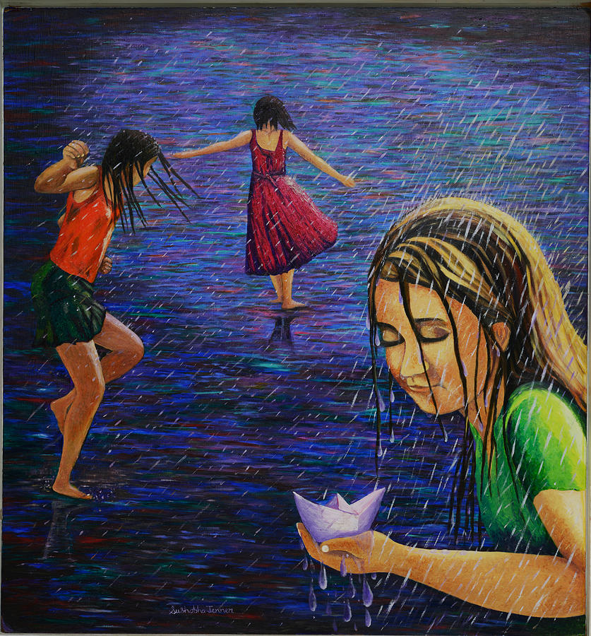 Children Painting - Rain Rain Come Again #1 by Sushobha Jenner