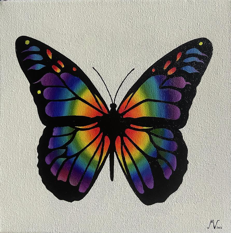 Rainbow Butterfly Painting by Michael Velychko - Fine Art America