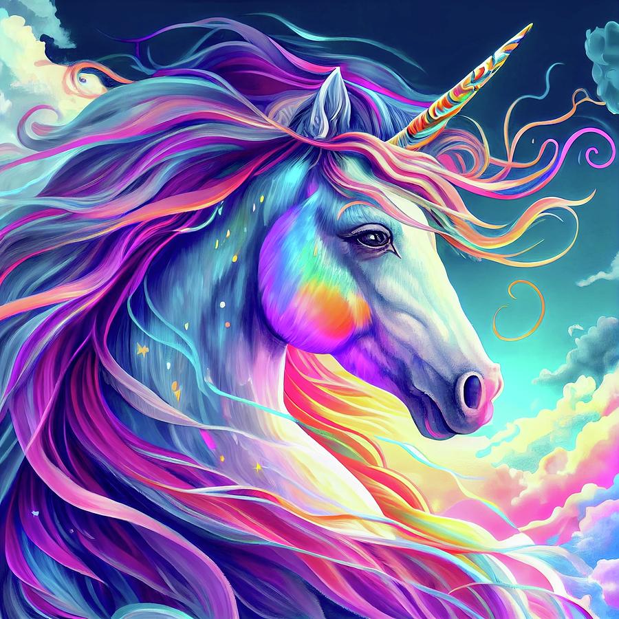 Rainbow-Colored Unicorn Digital Art by Julia Reed - Fine Art America