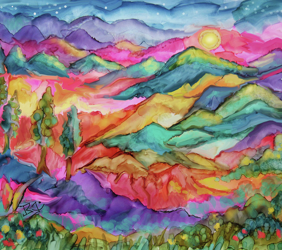 Rainbow Hills #1 Painting by Jean Batzell Fitzgerald