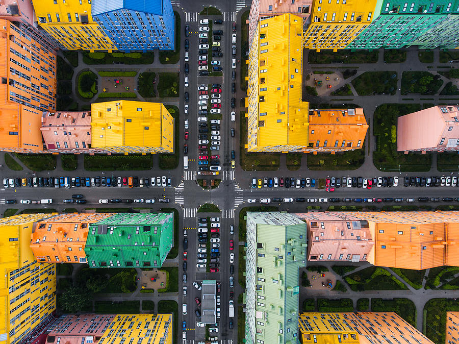 Rainbow houses aerial view #1 Photograph by DKart