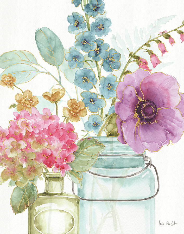 Flower Painting - Rainbow Seeds Flowers VIII #1 by Lisa Audit