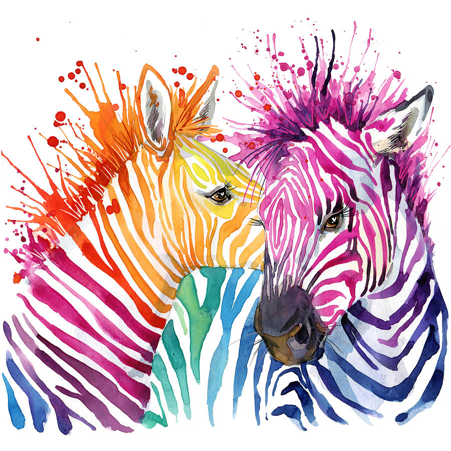 Rainbow Zebra Wildlife Illustration - graphiXperience - Drawings &  Illustration, Animals, Birds, & Fish, Zebras - ArtPal