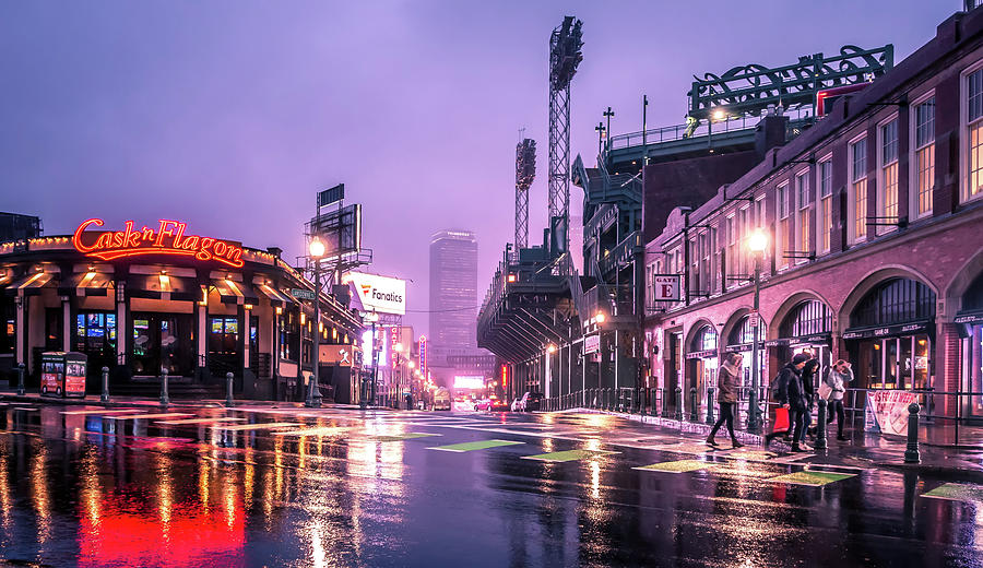 Rainy Wet Lansdowne Street In Boston Massachusetts #1 Photograph by Alex Grichenko