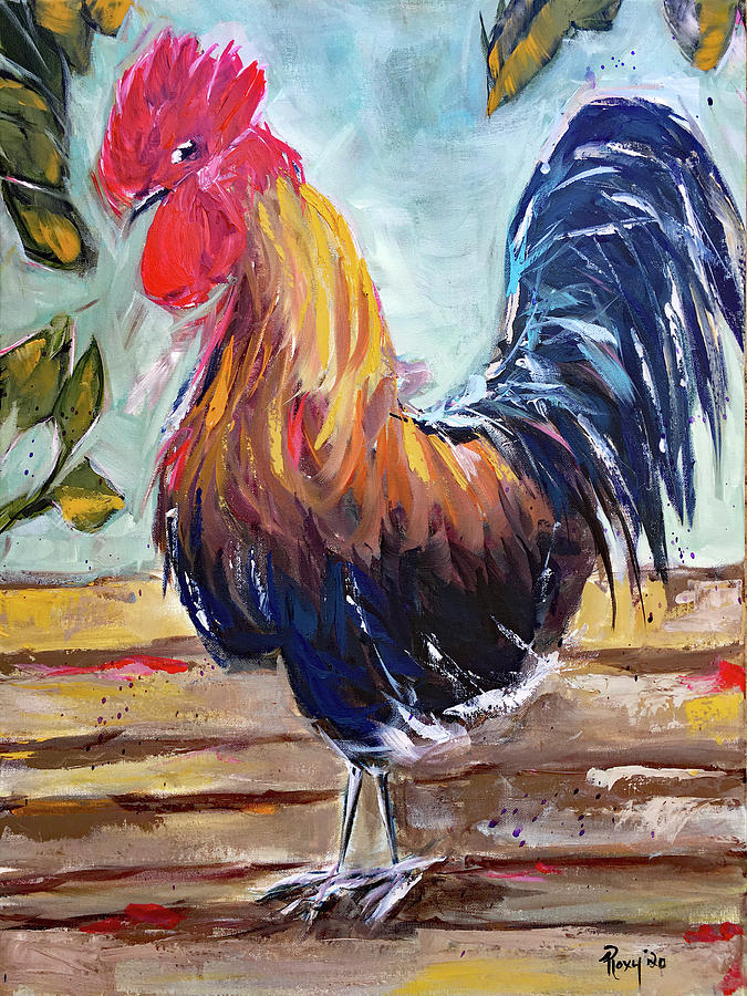 Randy Rooster Painting by Roxy Rich