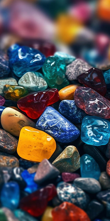 Fantasy Painting - realistic  close  up  photo  realism  some  gemstones  by Asar Studios #1 by Celestial Images