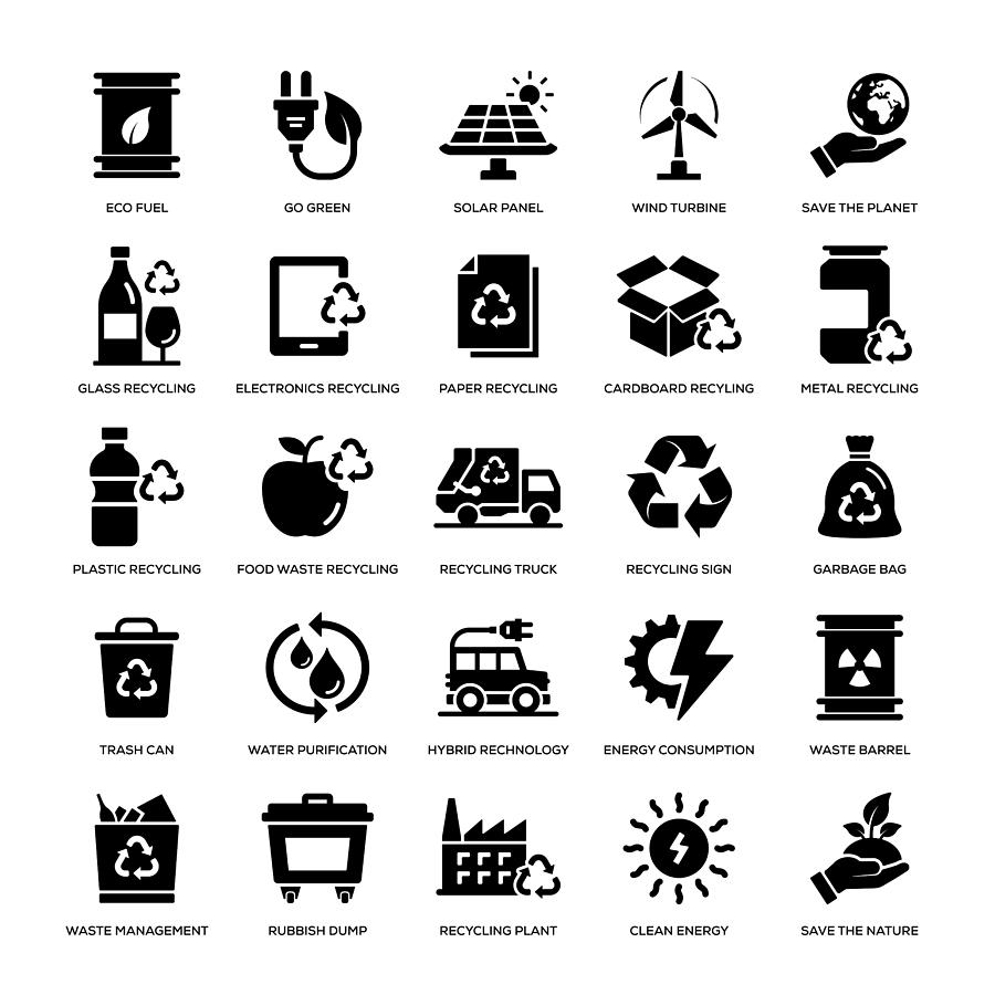 Recyling Icon Set #1 Drawing by Enis Aksoy