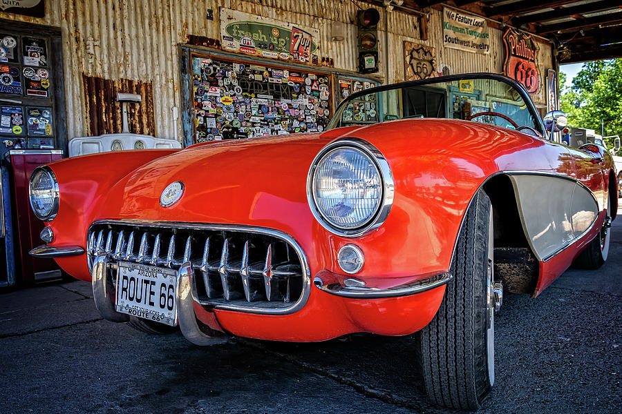 Classic Car Photograph - Red 57 Vette #2 by Jack and Darnell Est