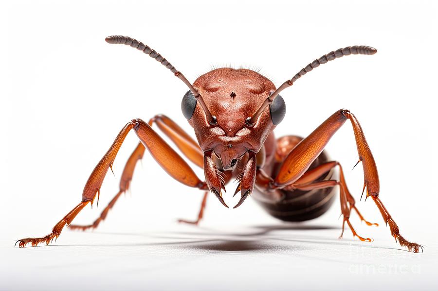 Red Ant Isolated On White Background #1 Digital Art by Benny Marty
