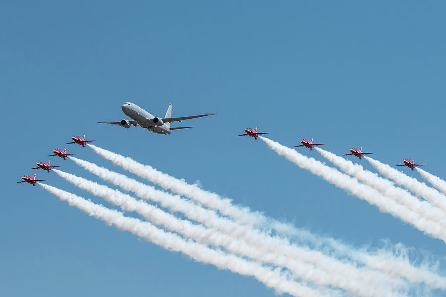 Red Arrows and P8 Poseidon #1 Photograph by Airpower Art