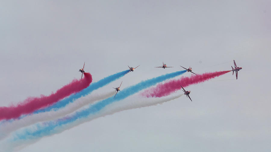 Red Arrows over Eastbourne Photograph by Andrew Lalchan