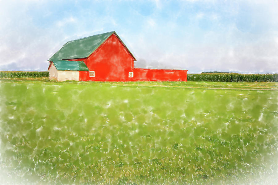 Red barn #2 Digital Art by Alexey Stiop