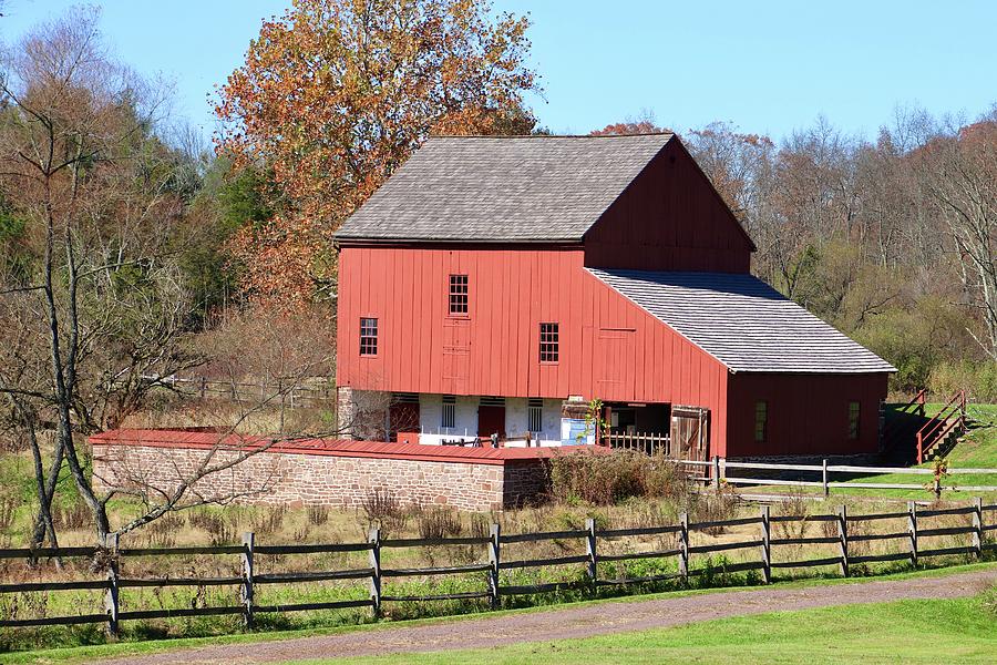Red Barn at Daniel Boone Homestead, PA #1 Photograph by Susan Jensen