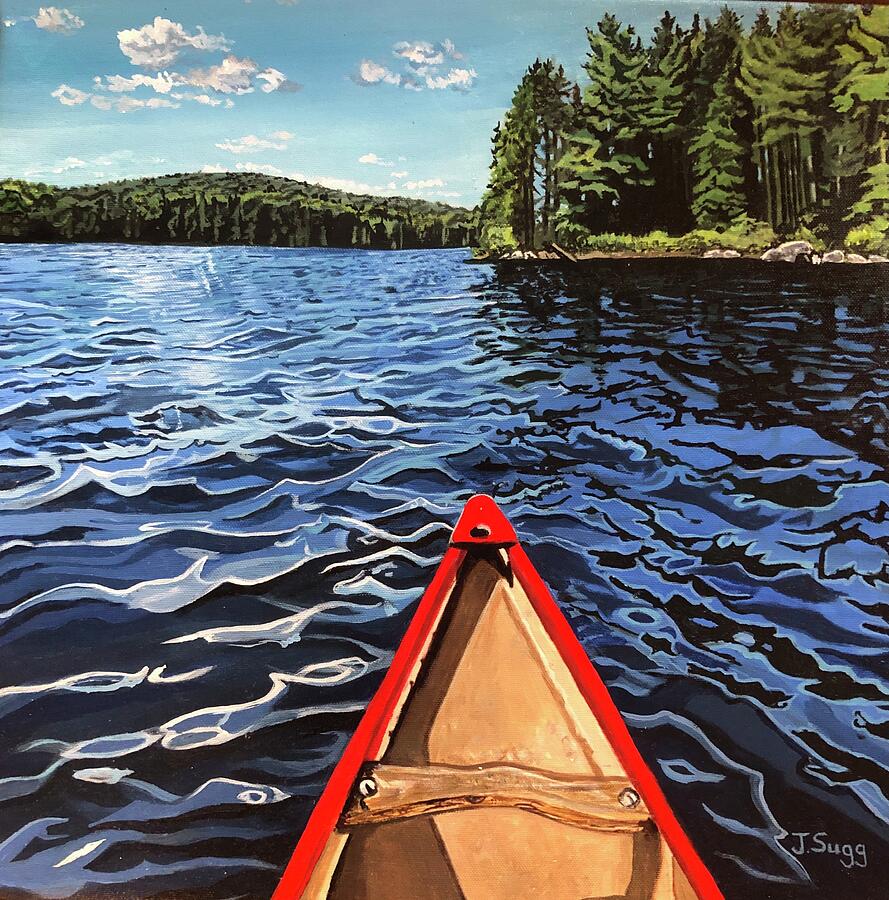 Red Canoe #1 Painting by Judy Sugg