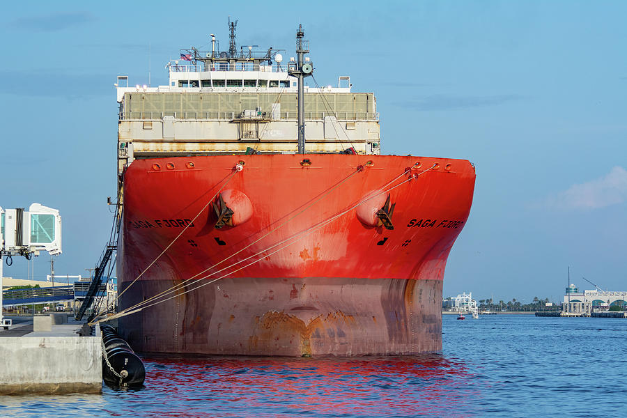 Red Cargo Ship at Dock #1 Photograph by Bradford Martin