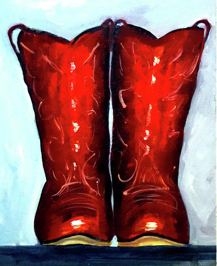 Red Cowgirl Boots #1 Painting by Katy Hawk