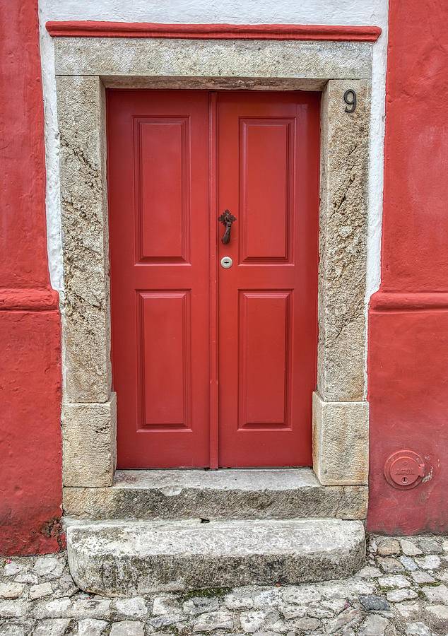 Red Door Nine of Obidos Photograph by David Letts