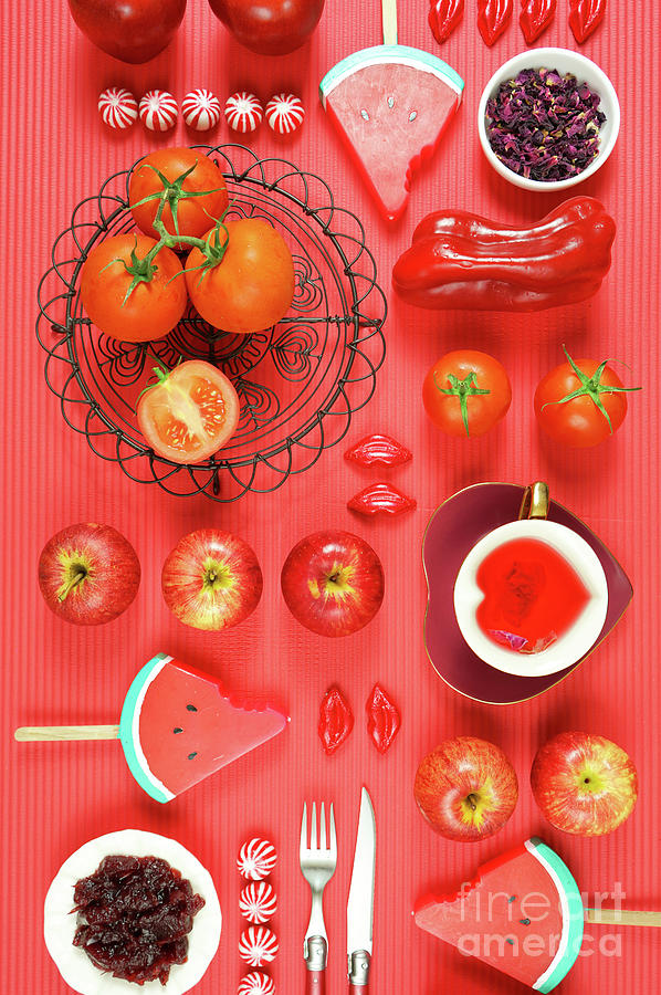 Red foods with healthy antioxidants and health benefits creative concept. #1 Photograph by Milleflore Images