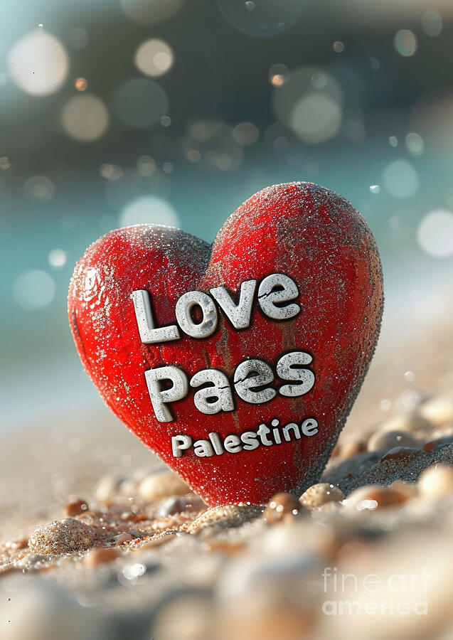 red heart in 3d with i Love Palestine backgrou by Asar Studios #1 ...