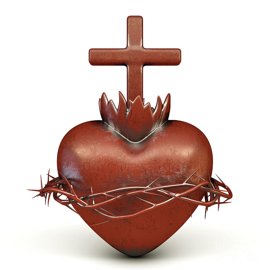 Red Metal Sacred Heart Digital Art