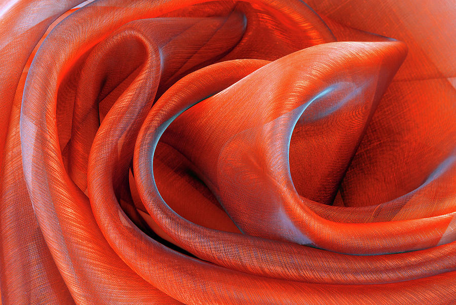 Red Organza Fabric Wavy Texture #1 Photograph by Severija Kirilovaite