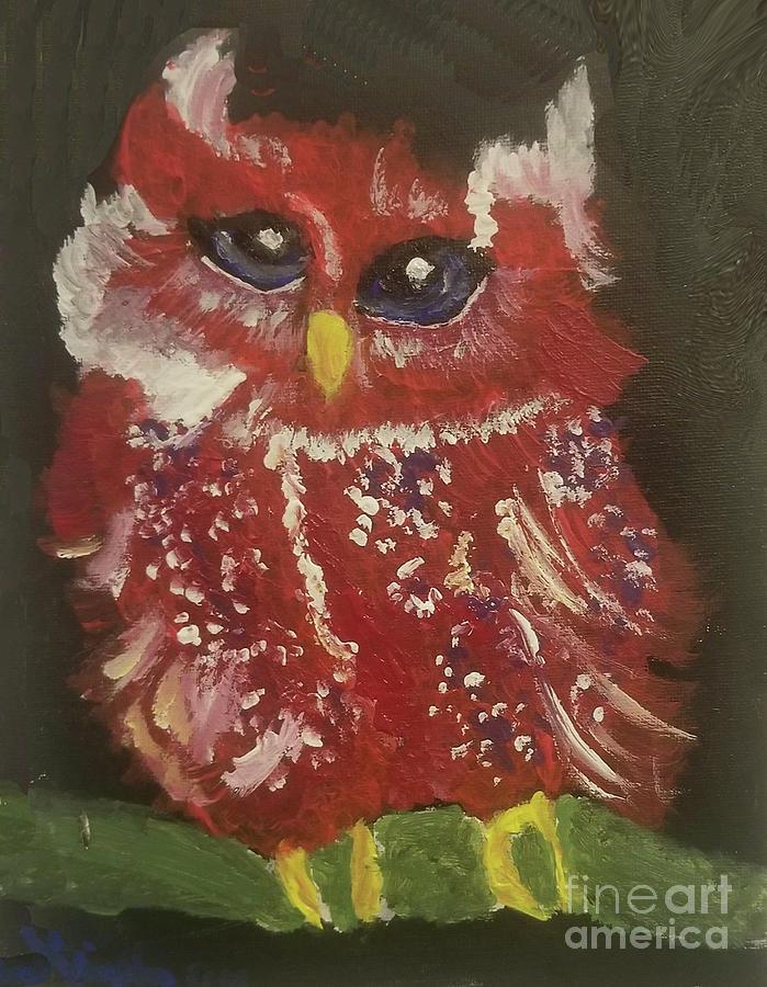 Red Owl Painting